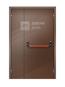 Коричневая противопожарная дверь EI-45 полуторная глухая ДП-675